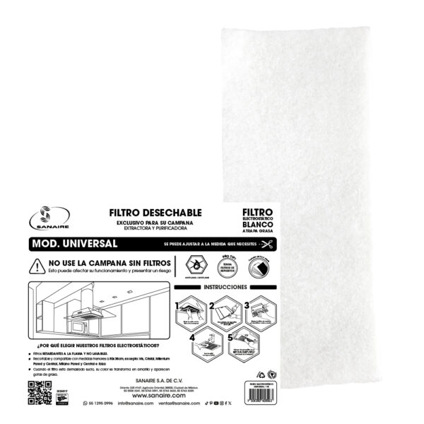 FILTRO UNIVERSAL PARA CAMPANA DE COCINA 80 x 38 CM